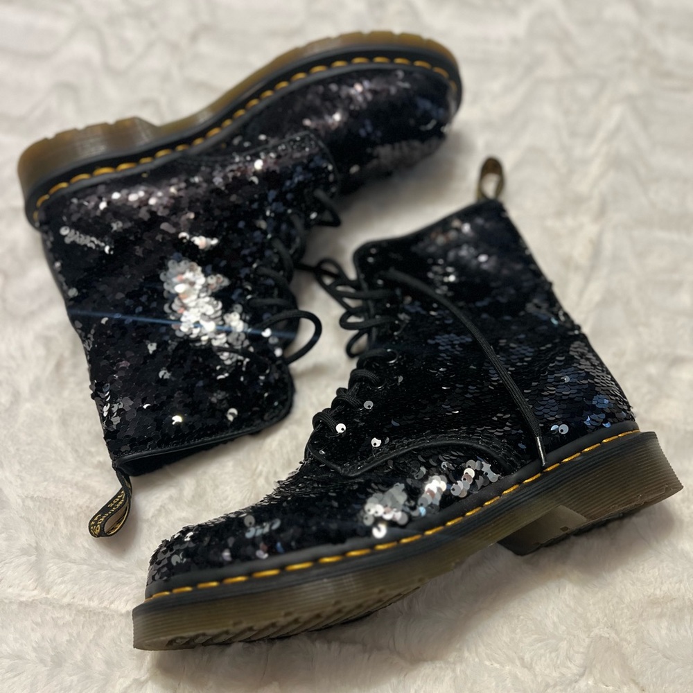 Black Sequin Doc.Martens Size 8
